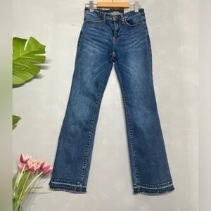 🔴 SIWY JEANS |  straight leg distress raw hem med blue wash - size 25